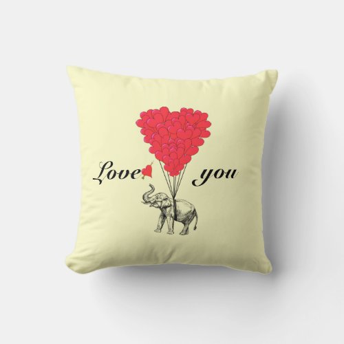 Funny romantic elephant Valentines Throw Pillow