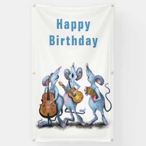 Funny Romantic Mouse Band _ Happy Birthday Banner