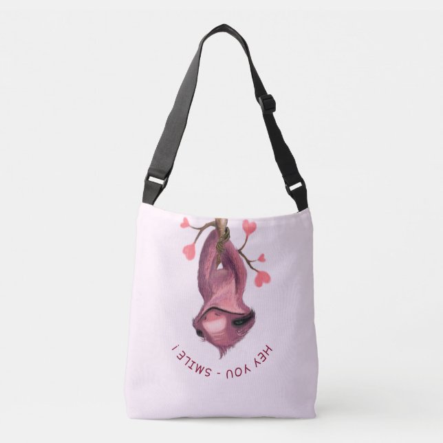 Funny Romantic Sloth Crossbody Bag Smile (Front)