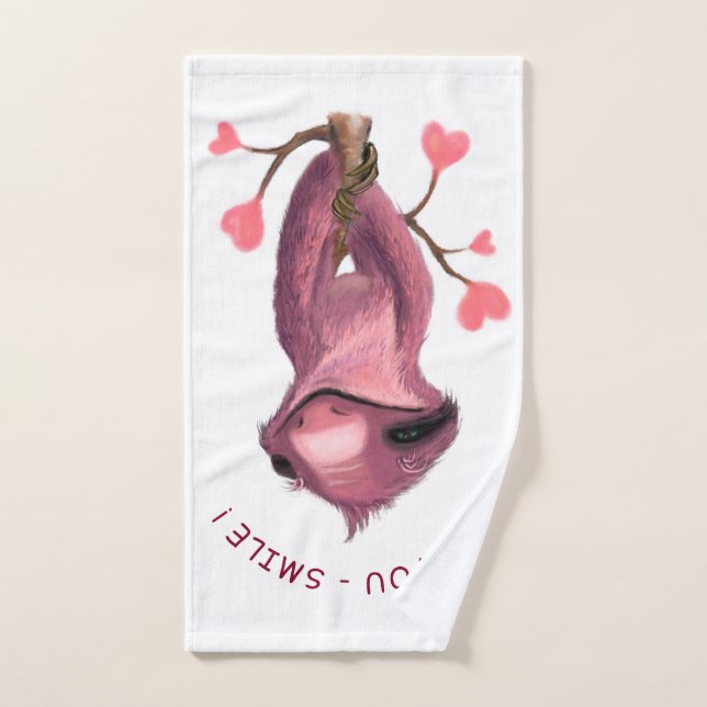 Funny Romantic Sloth Smile Bath Towel Set (Hand Towel)