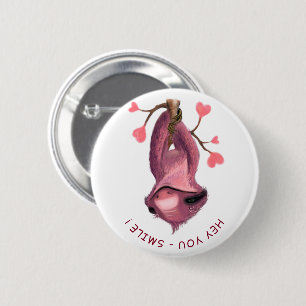 Funny Romantic Sloth Smile Button