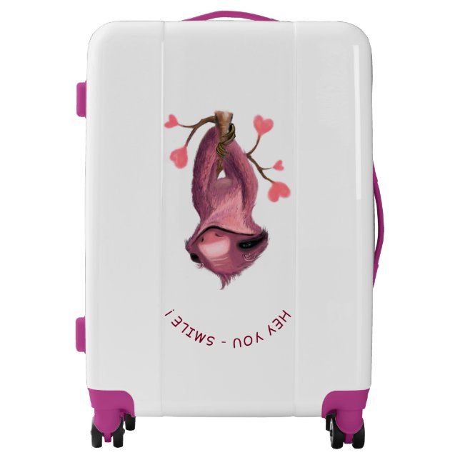 Funny Romantic Sloth Smile Cartoon Animal Drawing  Luggage (Front)