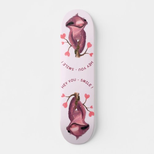 Funny Romantic Sloth Smile Cartoon Animal Drawing  Skateboard