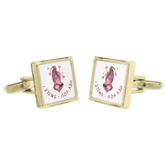 Funny Romantic Sloth Smile Cufflinks  (Angled)
