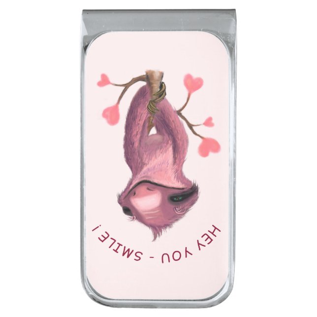 Funny Romantic Sloth Smile Finish Money Clip (Front Vertical)