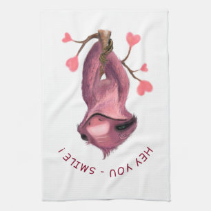 Funny Romantic Sloth Smile Kitchen Towel 
