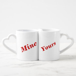 Funny romantic text coffee mug set