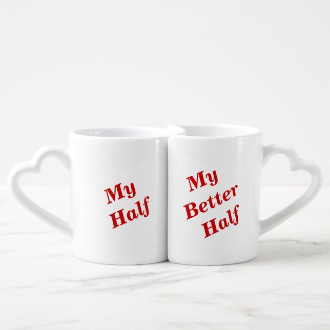 Funny romantic text coffee mug set (Front Nesting)