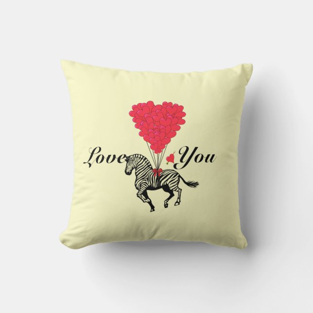 Funny romantic zebra Valentines Throw Pillow (Front)