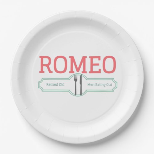 Funny Romeo Retired Old Men Eating Out Paper Plates
