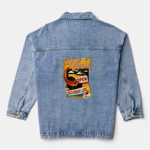 Funny Ron Desantis Escape To Florida Vinatge  Denim Jacket