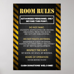 Funny Room Rules for Teens Poster