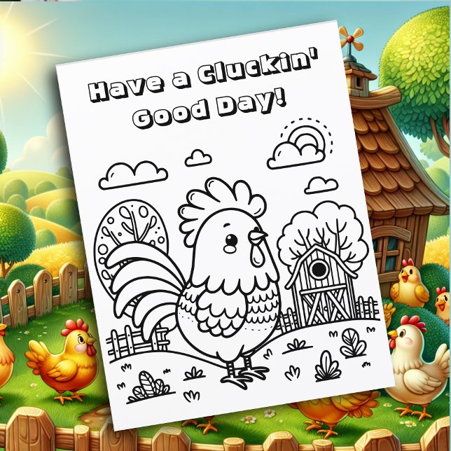 Funny Rooster and Chicken Pun Color Me (Creator Uploaded)