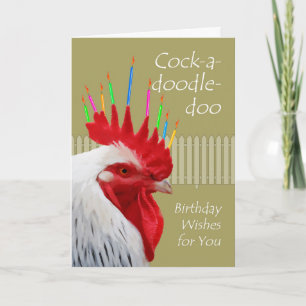 Funny Rooster Birthday Wishes, Cock-a-doodle-doo Card