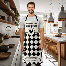 Funny Rooster Black and off-White Apron