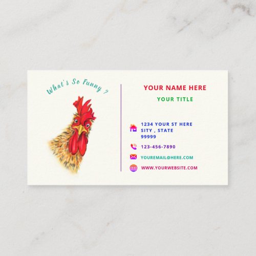Funny Rooster Business Card _ Happy Farmers 