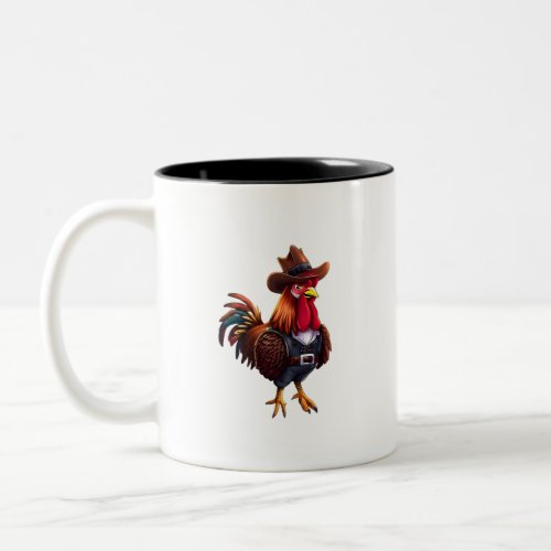 Funny Rooster Cartoon Illustration Art  Two_Tone Coffee Mug