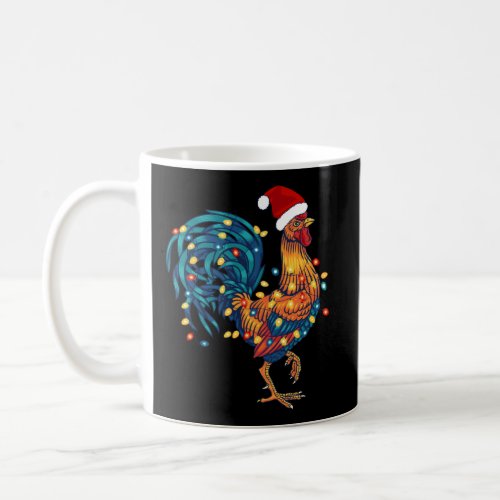 Funny Rooster Chicken Christmas Lights Pajama Farm Coffee Mug