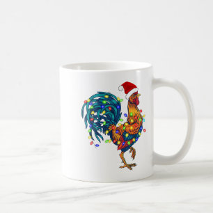 Funny Rooster Chicken Christmas Lights Pajama Farm Coffee Mug