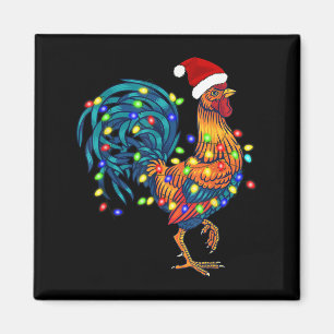 Funny Rooster Chicken Christmas Lights Pajama Farm Magnet