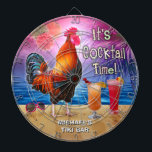 Funny Rooster Chicken Cocktail Tropical Beach Name Dartboard<br><div class="desc">The chicken in this humorous design knows what time it is - it's time to drink, of course, because it's COCKtail time! This silly tropical art is perfect for anyone who loves the sea and chickens and margaritas and paradise and endless summer. It shows a rooster crowing with a couple...</div>