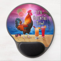 Funny Rooster Chicken Cocktails Tropical Beach Sea Gel Mouse Pad