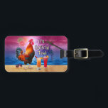 Funny Rooster Chicken Cocktails Tropical Beach Sea Luggage Tag<br><div class="desc">The chicken in this humorous design knows what time it is - it's time to drink, of course, because it's COCKtail time! This silly tropical design is perfect for anyone who loves the sea and chickens and margaritas and paradise and endless summer. It shows a rooster crowing with a couple...</div>