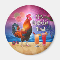 Funny Rooster Chicken Cocktails Tropical Beach Sea