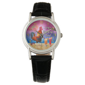 Funny Rooster Chicken Drinking Tropical Beach Sea Watch