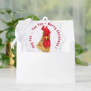 Funny Rooster Christmas Ornament Card
