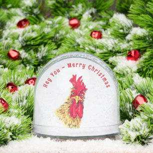 Funny Rooster Christmas Snow Globe