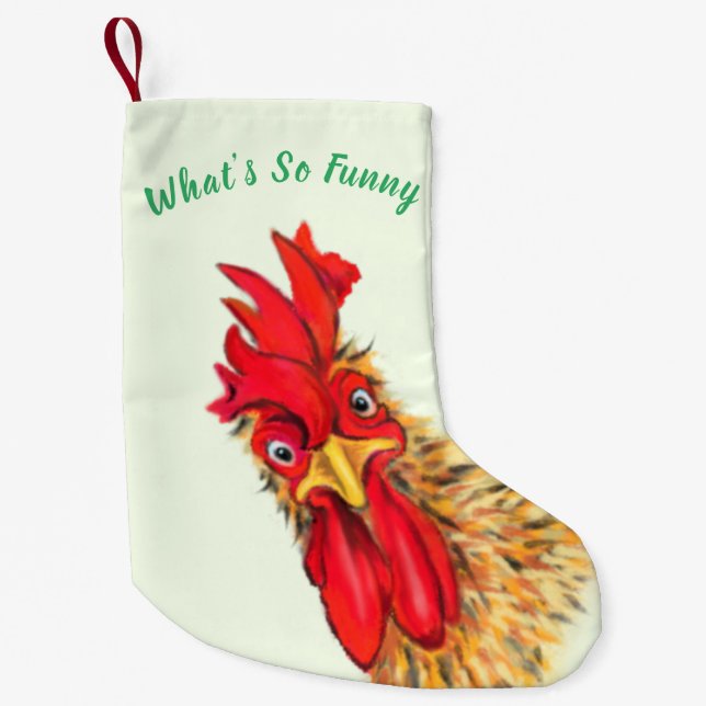 Funny Rooster Christmas Stocking - Custom Text (Front)