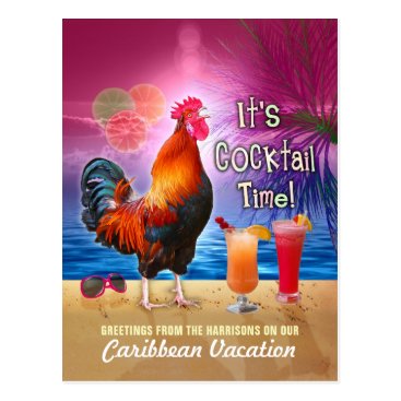 Funny Rooster Cocktails Tropical Beach Vacation Postcard Funny Rooster Cocktails Tropical Beach Vacation Postcard