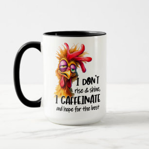 Funny rooster coffee word art monogram mug