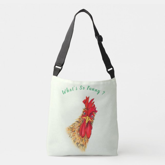 Funny Rooster Crossbody Bag - Custom Text (Front)