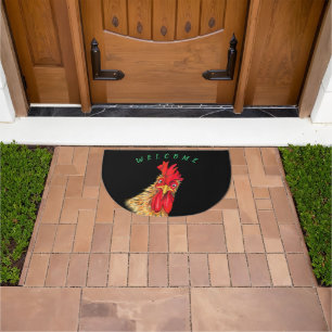 Funny Rooster Doormat Welcome - Your Text