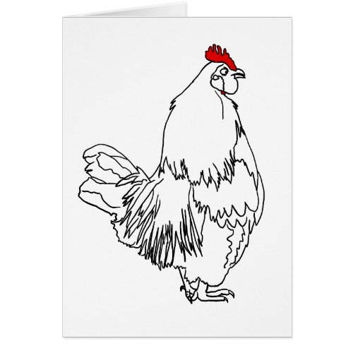 Funny Rooster Drawing Quirky Farm Chicken Art