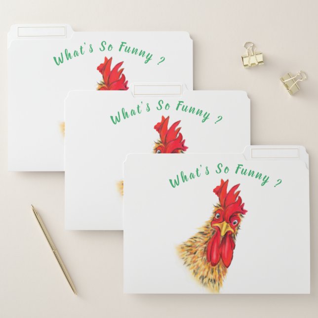Funny Rooster File Folder - Custom Text (Set)