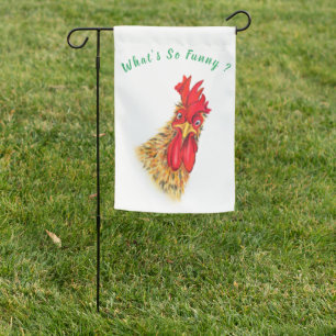 Funny Rooster Garden Flag - Custom Text