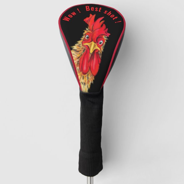 Funny Rooster Golf Head Cover - Custom Text (Front)