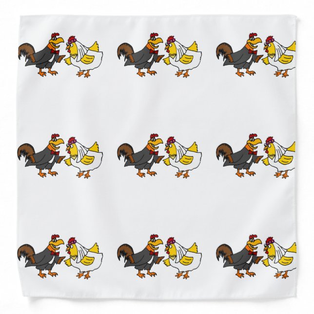Funny Rooster Groom and Hen Bride Wedding Bandana (Front)