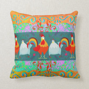 Funny Rooster Hen Funky Chicken Farm Animal Gifts Throw Pillow