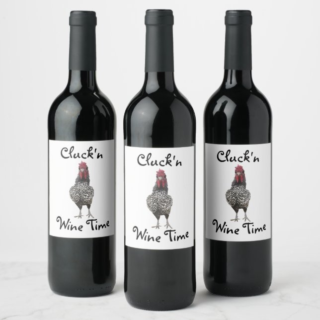 Funny Rooster Humorous Wine Label (Bottles)