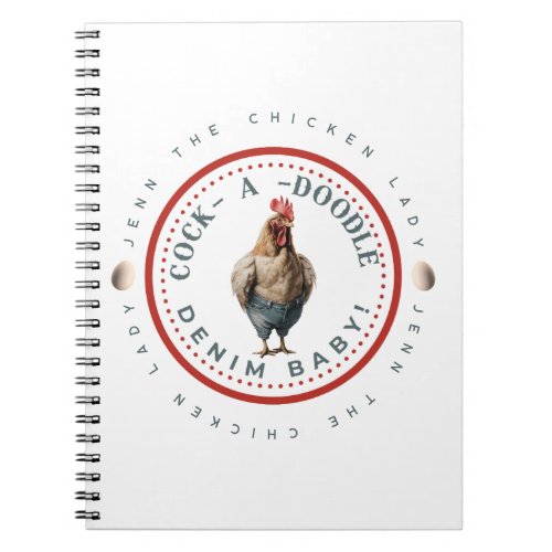 Funny Rooster In Denim Customizable  Notebook