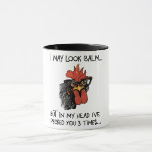 Funny Rooster/ I've Pecked You Three Times Mug