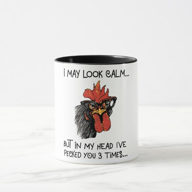 Funny Rooster/ I've Pecked You Three Times Mug (Center)
