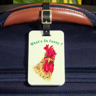 Funny Rooster Luggage Tag Custom Text Name