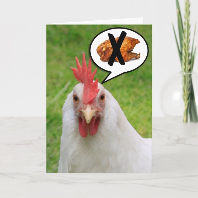 Funny Rooster NO CHICKEN SOUP Get Well Card (Front)