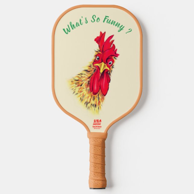 Funny Rooster Pickleball Paddle - Custom Text (Front)