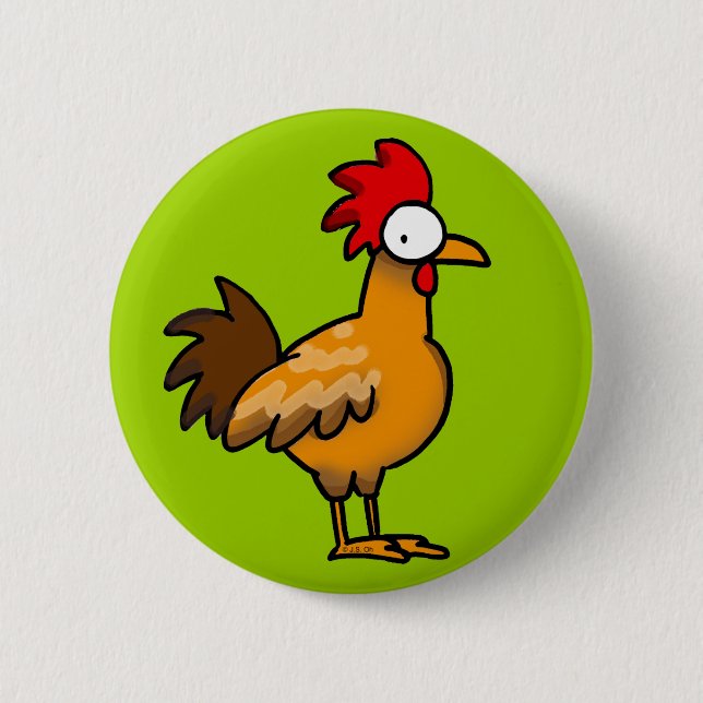 Funny rooster pinback button (Front)